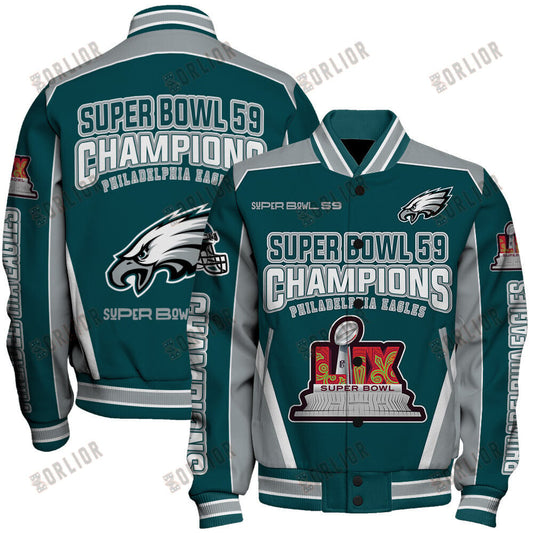 Philadelphia Eagles Super Bowl LIX Top Of The Game Varsity Jacket