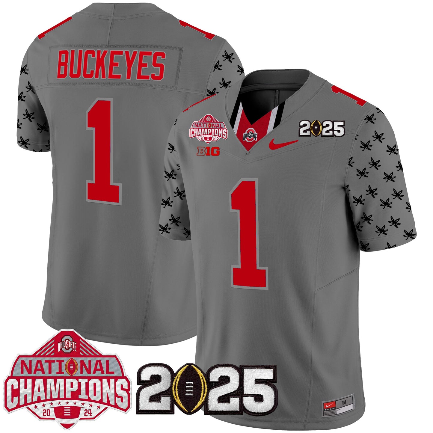 Ohio State Buckeyes National Champions Patch Vapor Limited Jersey - Stitched
