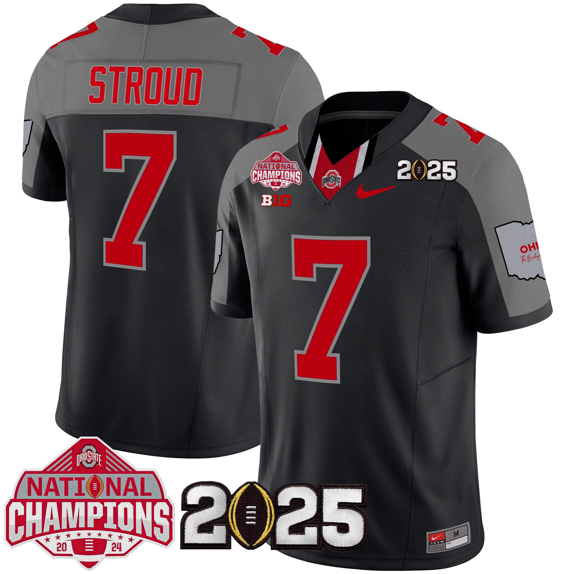 Ohio State Buckeyes National Champions Patch Vapor Limited Jersey - Stitched