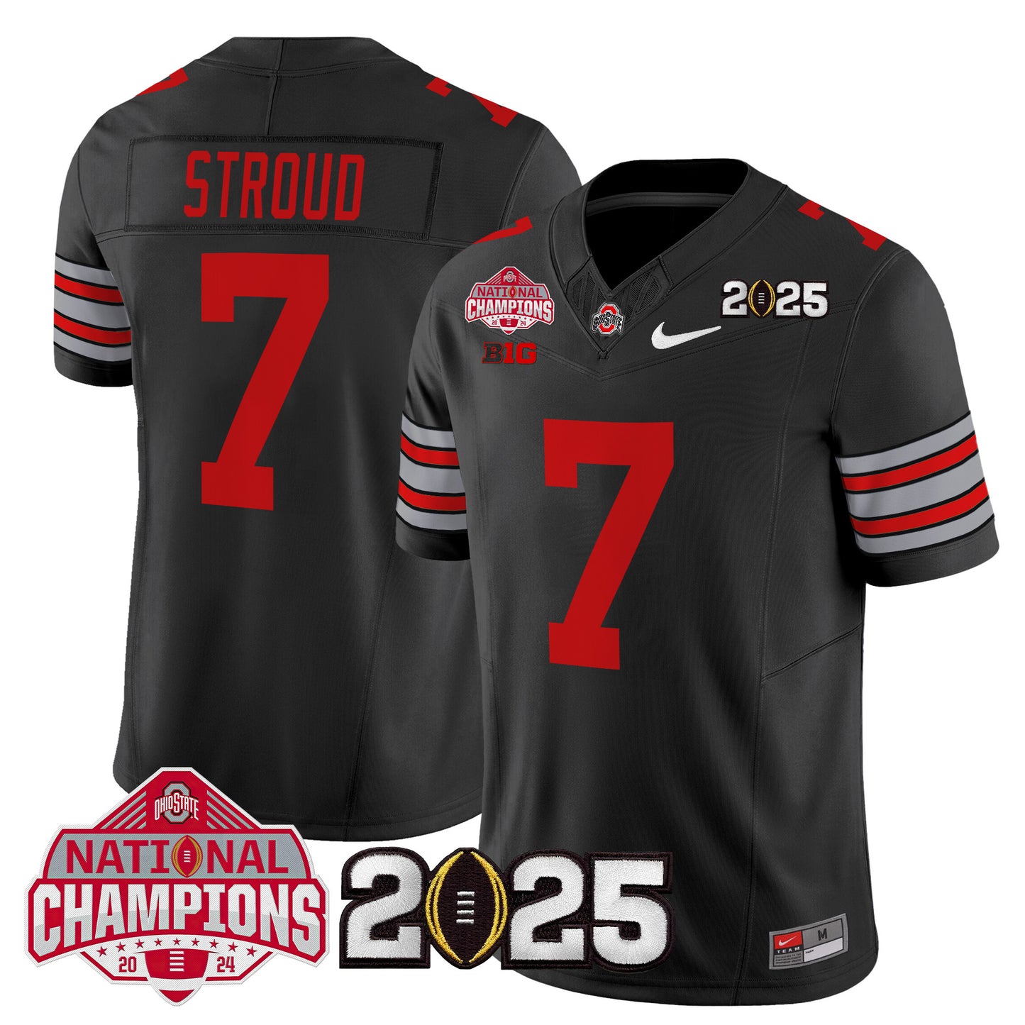 Ohio State Buckeyes 'Heritage Stripe' 2025 National Champions Patch Vapor Limited Jersey - Stitched