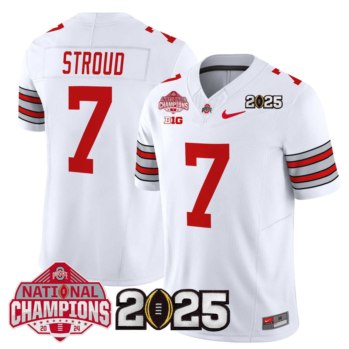 Ohio State Buckeyes 'Heritage Stripe' 2025 National Champions Patch Vapor Limited Jersey - Stitched