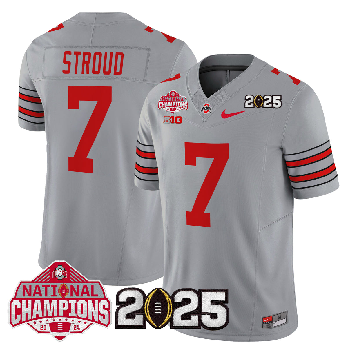 Ohio State Buckeyes 'Heritage Stripe' 2025 National Champions Patch Vapor Limited Jersey - Stitched