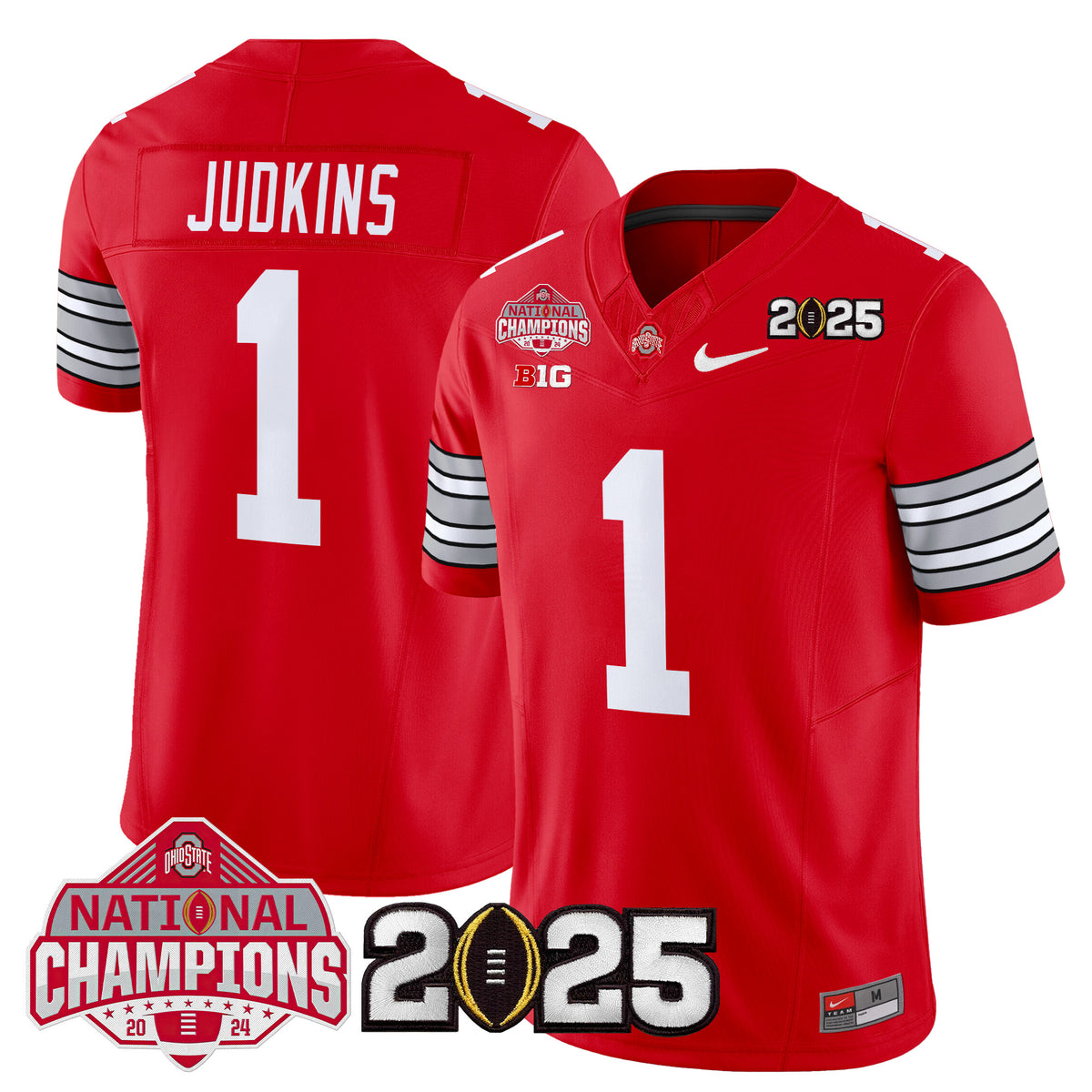 Ohio State Buckeyes 'Heritage Stripe' 2025 National Champions Patch Vapor Limited Jersey - Stitched