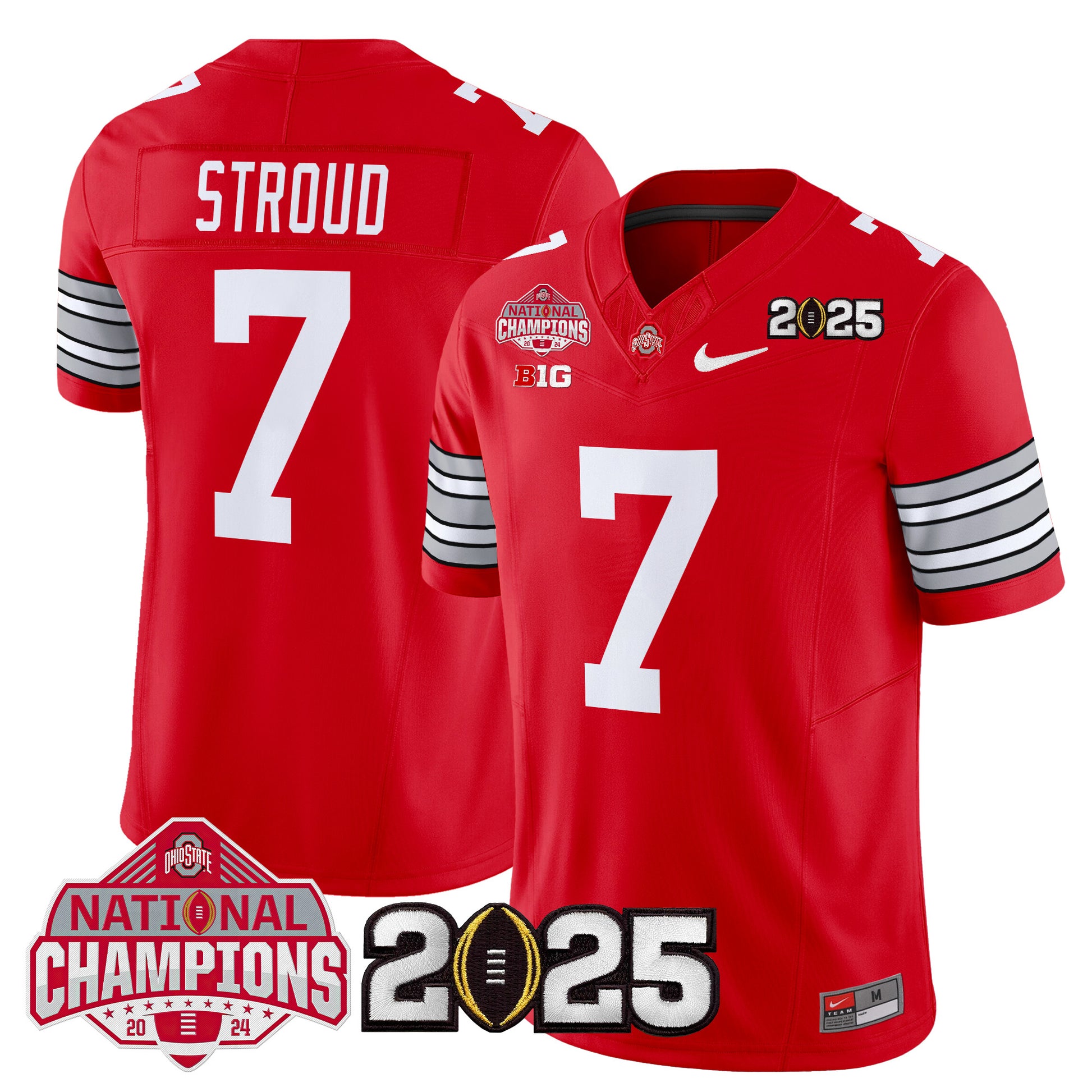 Ohio State Buckeyes 'Heritage Stripe' 2025 National Champions Patch Vapor Limited Jersey - Stitched