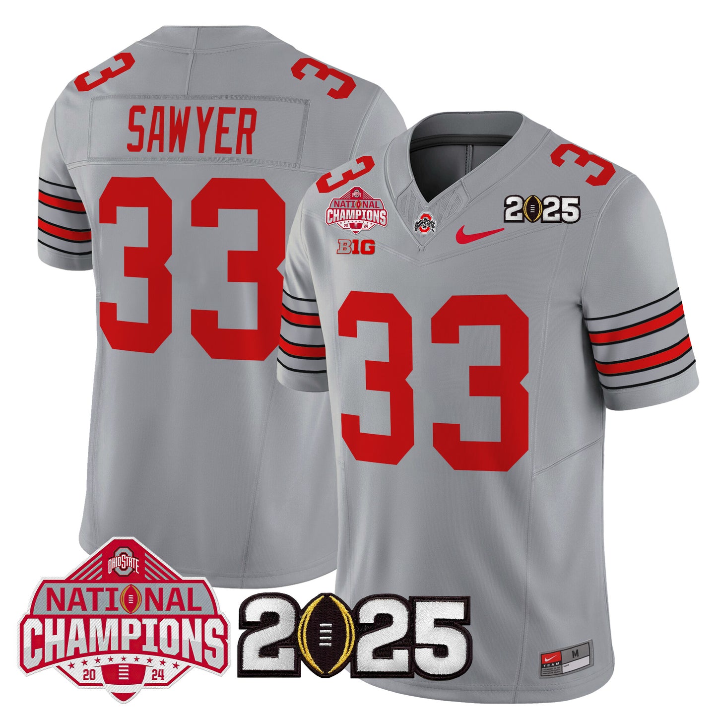 Ohio State Buckeyes 'Heritage Stripe' 2025 National Champions Patch Vapor Limited Jersey - Stitched