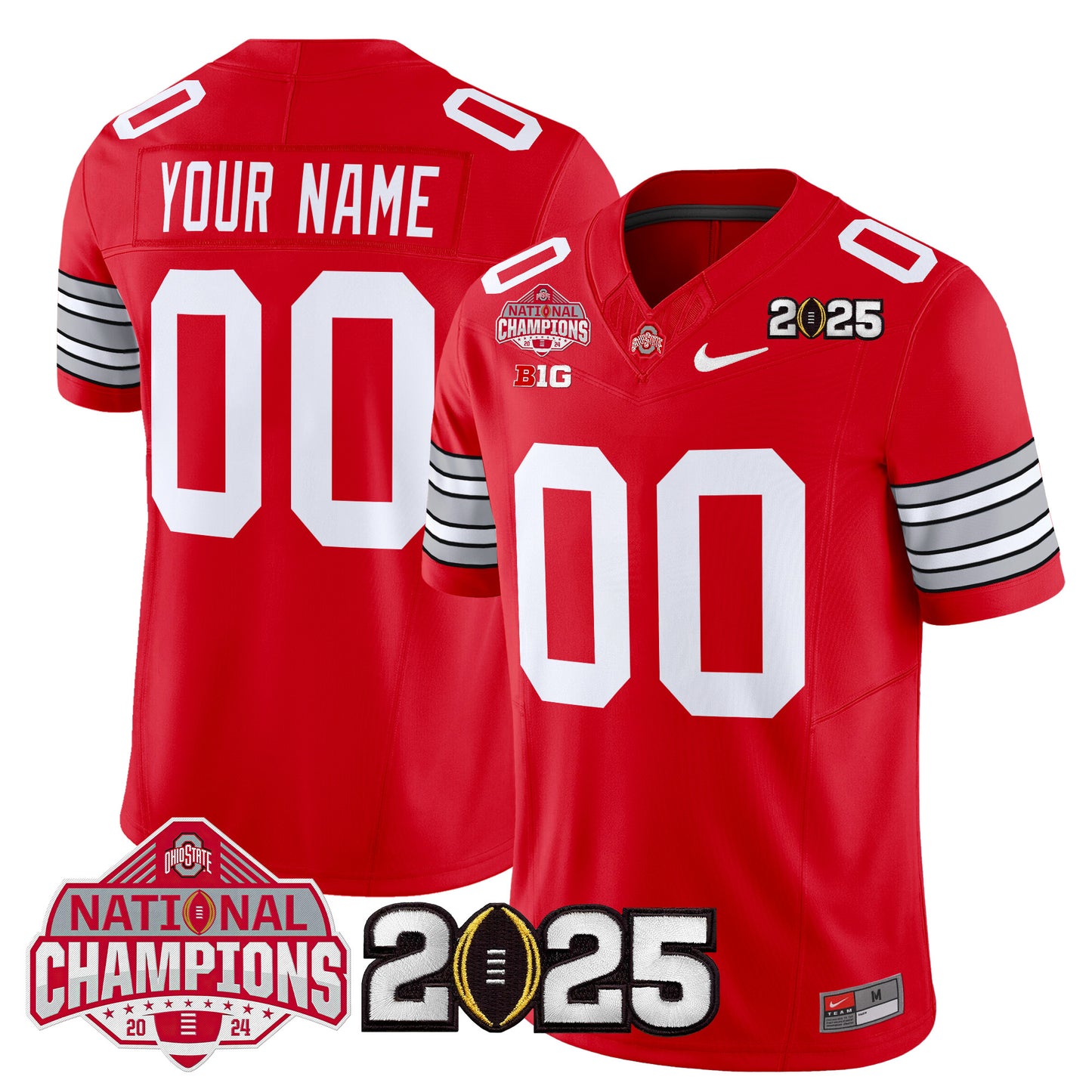 Ohio State Buckeyes 'Heritage Stripe' 2025 National Champions Patch Vapor Limited Custom Jersey - Stitched