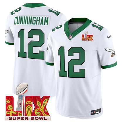Philadelphia Eagles Kelly Green Super Bowl LIX Patch Vapor Limited Jersey - All Stitched
