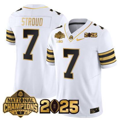Ohio State Buckeyes 'Heritage Stripe' National Champions Patch Gold Vapor Limited Jersey - Stitched