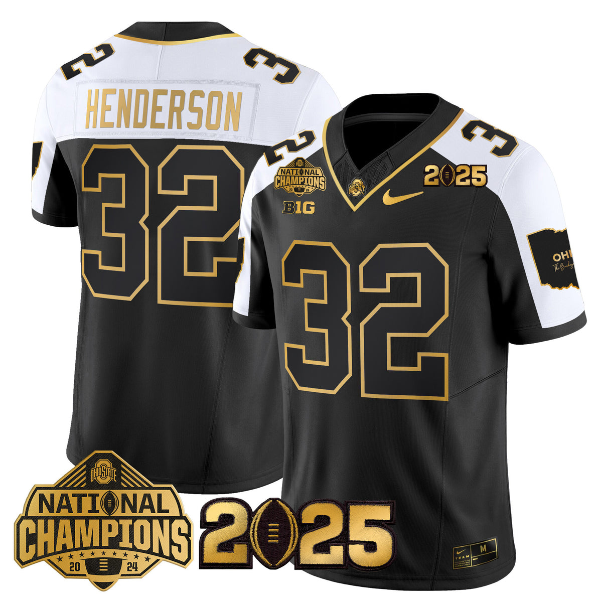 Ohio State Buckeyes 'Heritage Stripe' National Champions Patch Gold Vapor Limited Jersey - Stitched
