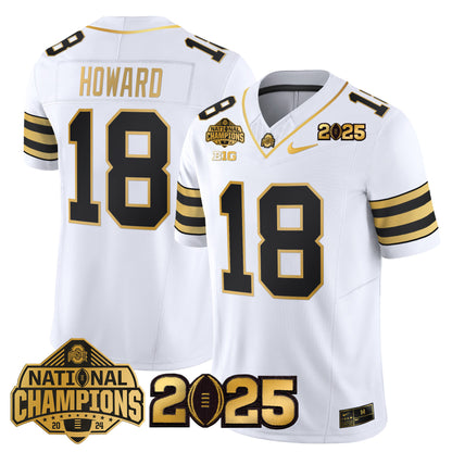 Ohio State Buckeyes 'Heritage Stripe' National Champions Patch Gold Vapor Limited Jersey - Stitched