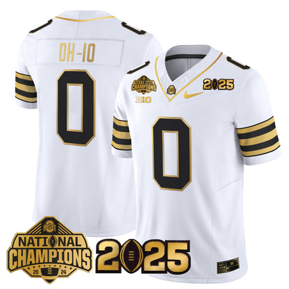 Ohio State Buckeyes 'Heritage Stripe' National Champions Patch Gold Vapor Limited Jersey - Stitched