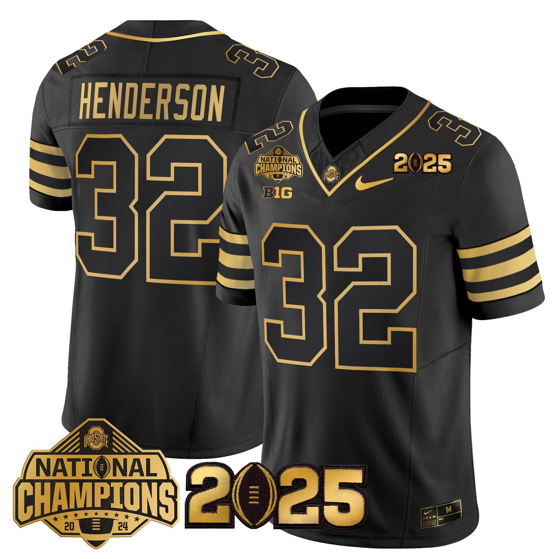 Ohio State Buckeyes 'Heritage Stripe' National Champions Patch Gold Vapor Limited Jersey - Stitched