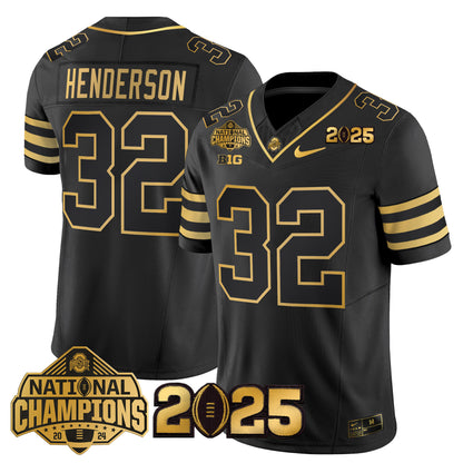 Ohio State Buckeyes 'Heritage Stripe' National Champions Patch Gold Vapor Limited Jersey - Stitched