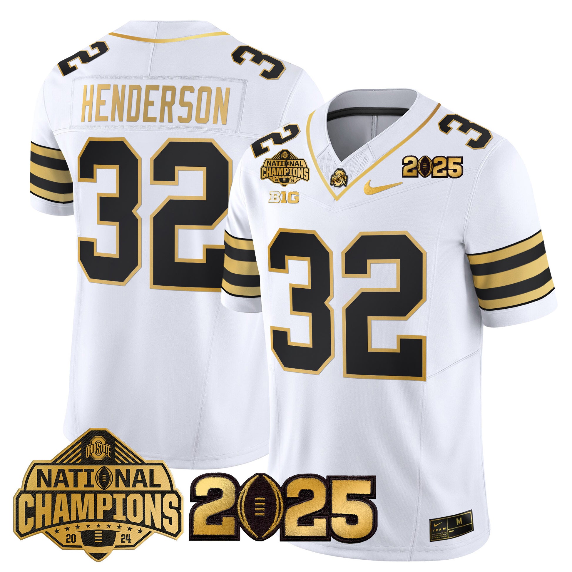 Ohio State Buckeyes 'Heritage Stripe' National Champions Patch Gold Vapor Limited Jersey - Stitched