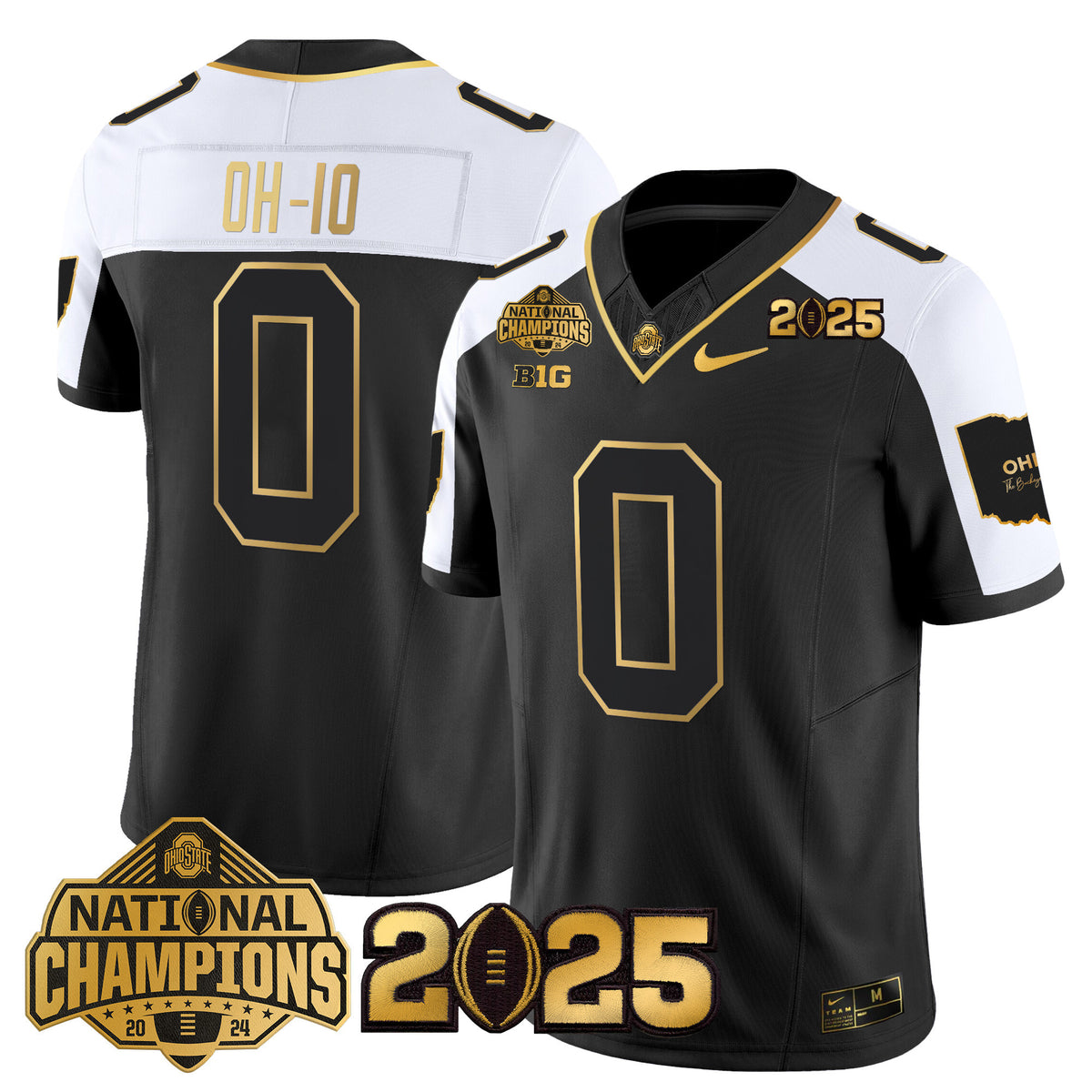 Ohio State Buckeyes 'Heritage Stripe' National Champions Patch Gold Vapor Limited Jersey - Stitched