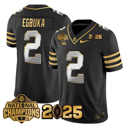 Ohio State Buckeyes 'Heritage Stripe' National Champions Patch Gold Vapor Limited Jersey - Stitched