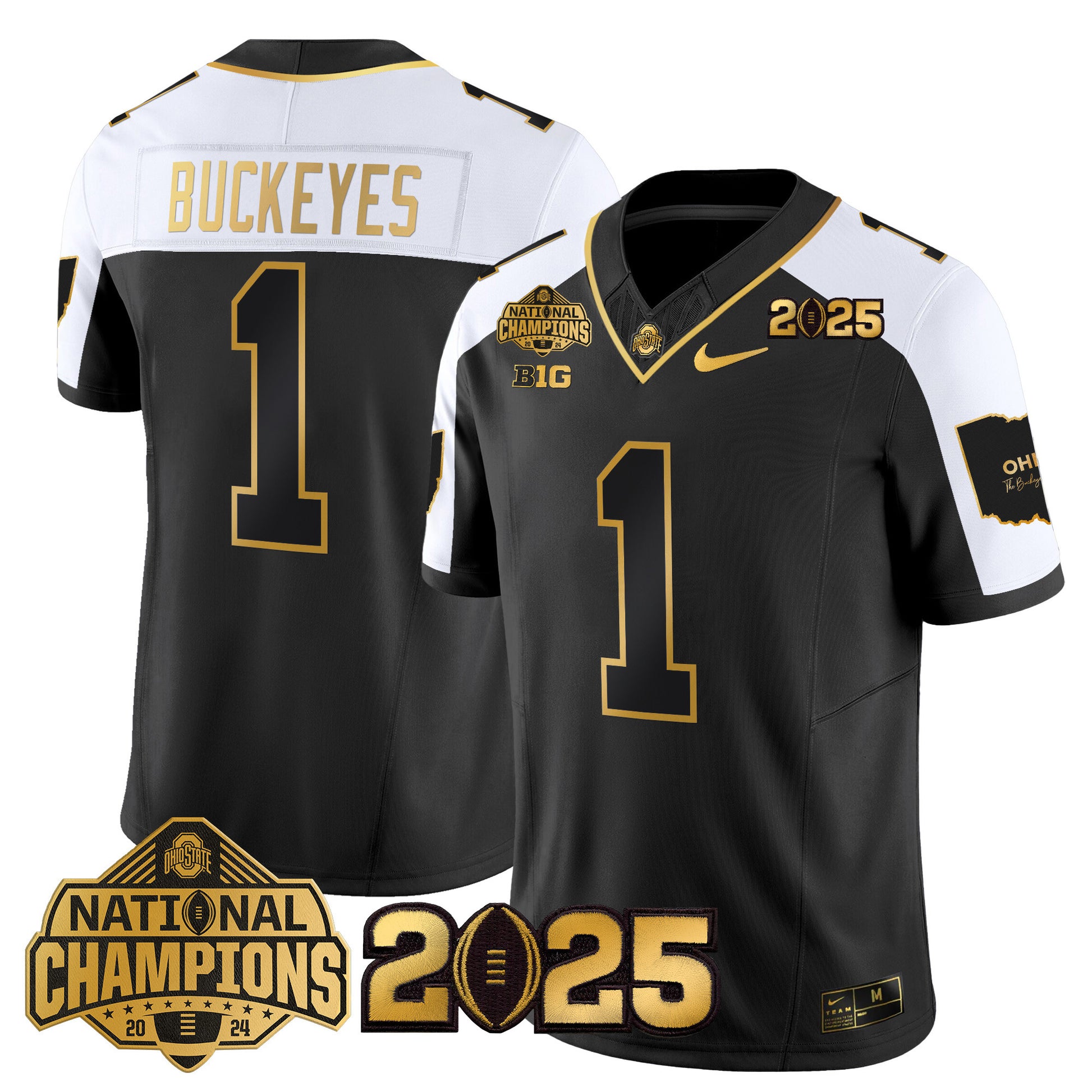 Ohio State Buckeyes 'Heritage Stripe' National Champions Patch Gold Vapor Limited Jersey - Stitched