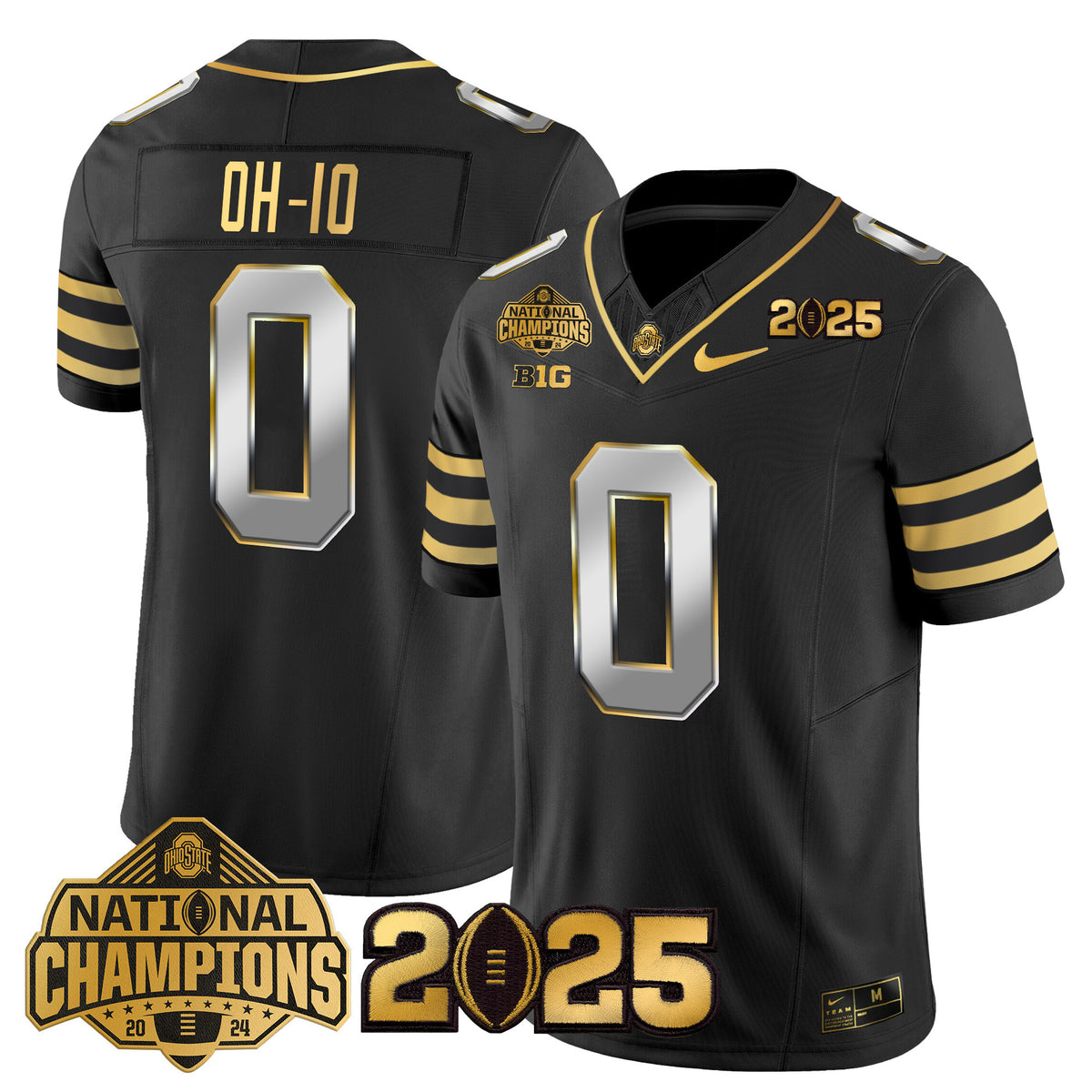Ohio State Buckeyes 'Heritage Stripe' National Champions Patch Gold Vapor Limited Jersey - Stitched