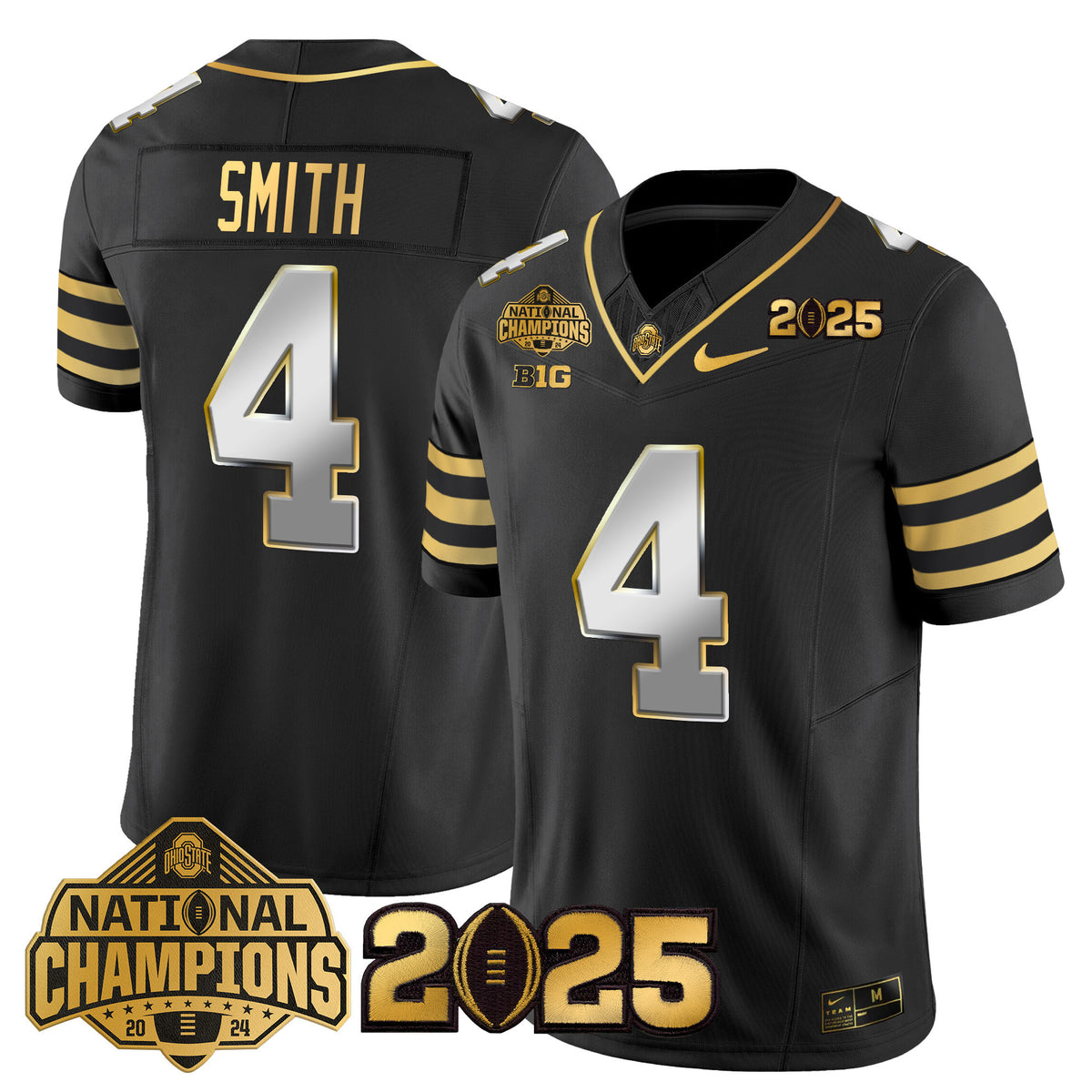 Ohio State Buckeyes 'Heritage Stripe' National Champions Patch Gold Vapor Limited Jersey - Stitched