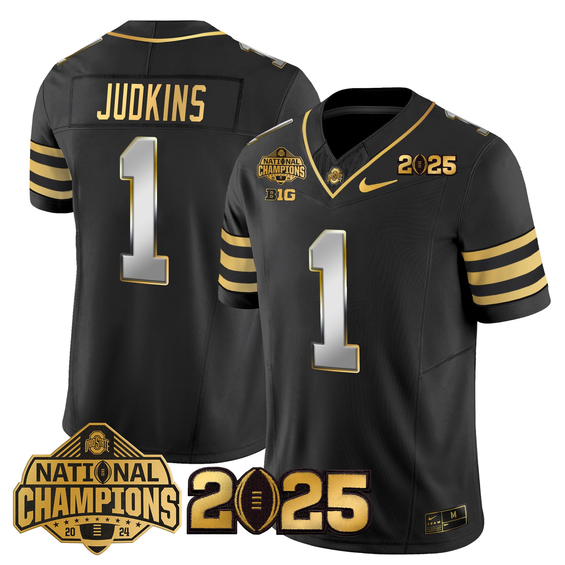 Ohio State Buckeyes 'Heritage Stripe' National Champions Patch Gold Vapor Limited Jersey - Stitched