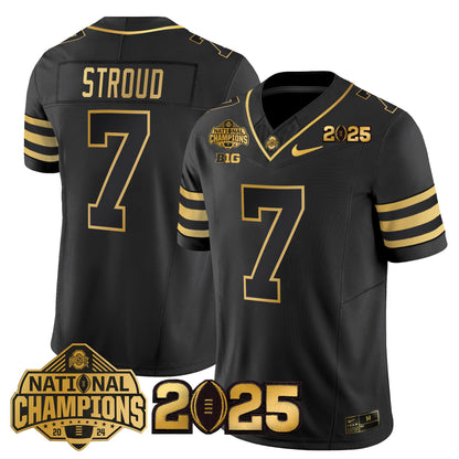 Ohio State Buckeyes 'Heritage Stripe' National Champions Patch Gold Vapor Limited Jersey - Stitched