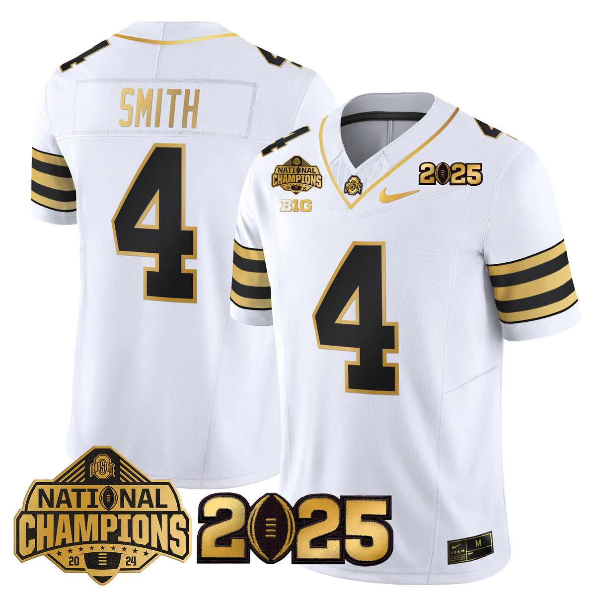 Ohio State Buckeyes 'Heritage Stripe' National Champions Patch Gold Vapor Limited Jersey - Stitched