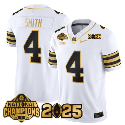 Ohio State Buckeyes 'Heritage Stripe' National Champions Patch Gold Vapor Limited Jersey - Stitched