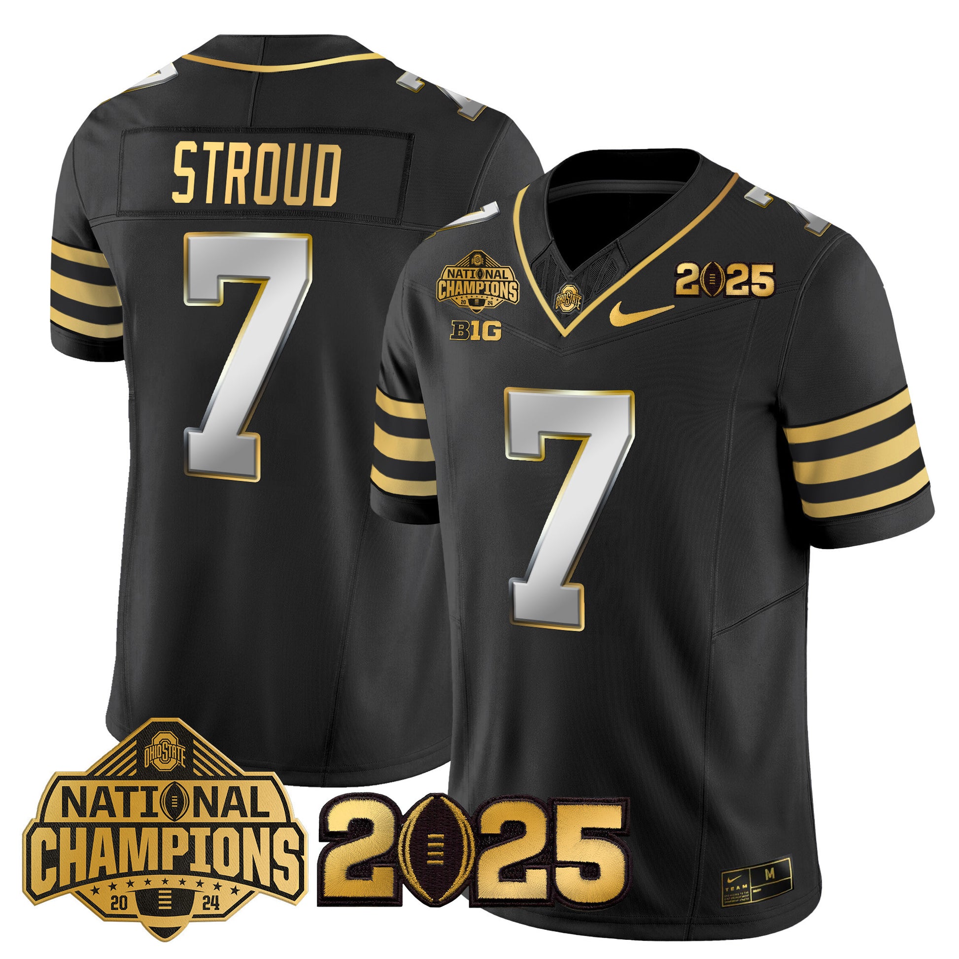 Ohio State Buckeyes 'Heritage Stripe' National Champions Patch Gold Vapor Limited Jersey - Stitched