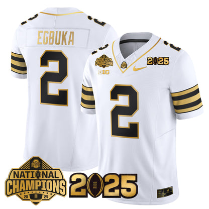 Ohio State Buckeyes 'Heritage Stripe' National Champions Patch Gold Vapor Limited Jersey - Stitched