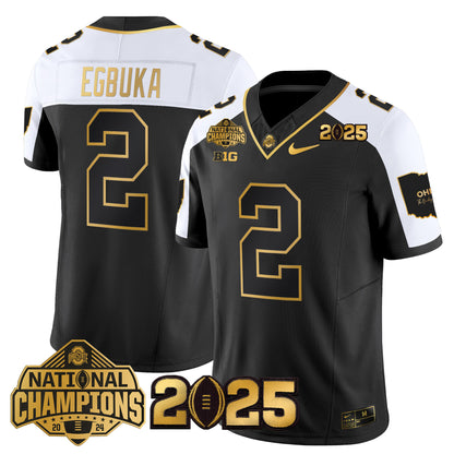 Ohio State Buckeyes 'Heritage Stripe' National Champions Patch Gold Vapor Limited Jersey - Stitched