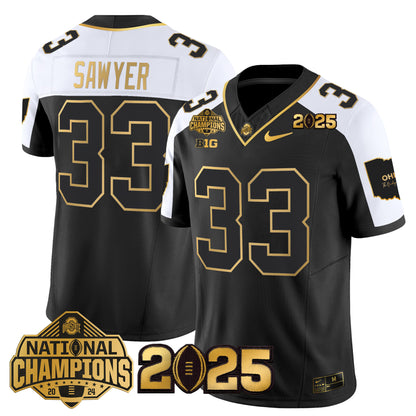 Ohio State Buckeyes 'Heritage Stripe' National Champions Patch Gold Vapor Limited Jersey - Stitched