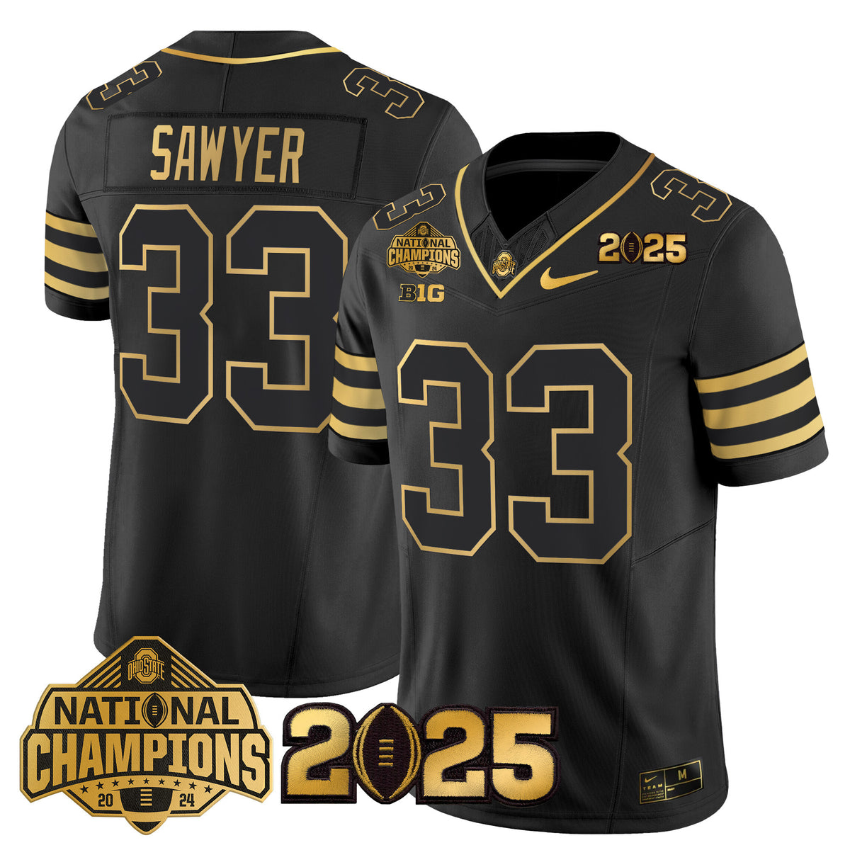 Ohio State Buckeyes 'Heritage Stripe' National Champions Patch Gold Vapor Limited Jersey - Stitched
