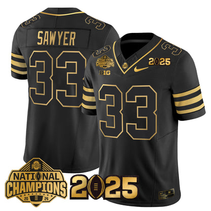 Ohio State Buckeyes 'Heritage Stripe' National Champions Patch Gold Vapor Limited Jersey - Stitched