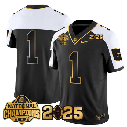 Ohio State Buckeyes 'Heritage Stripe' National Champions Patch Gold Vapor Limited Jersey - Stitched