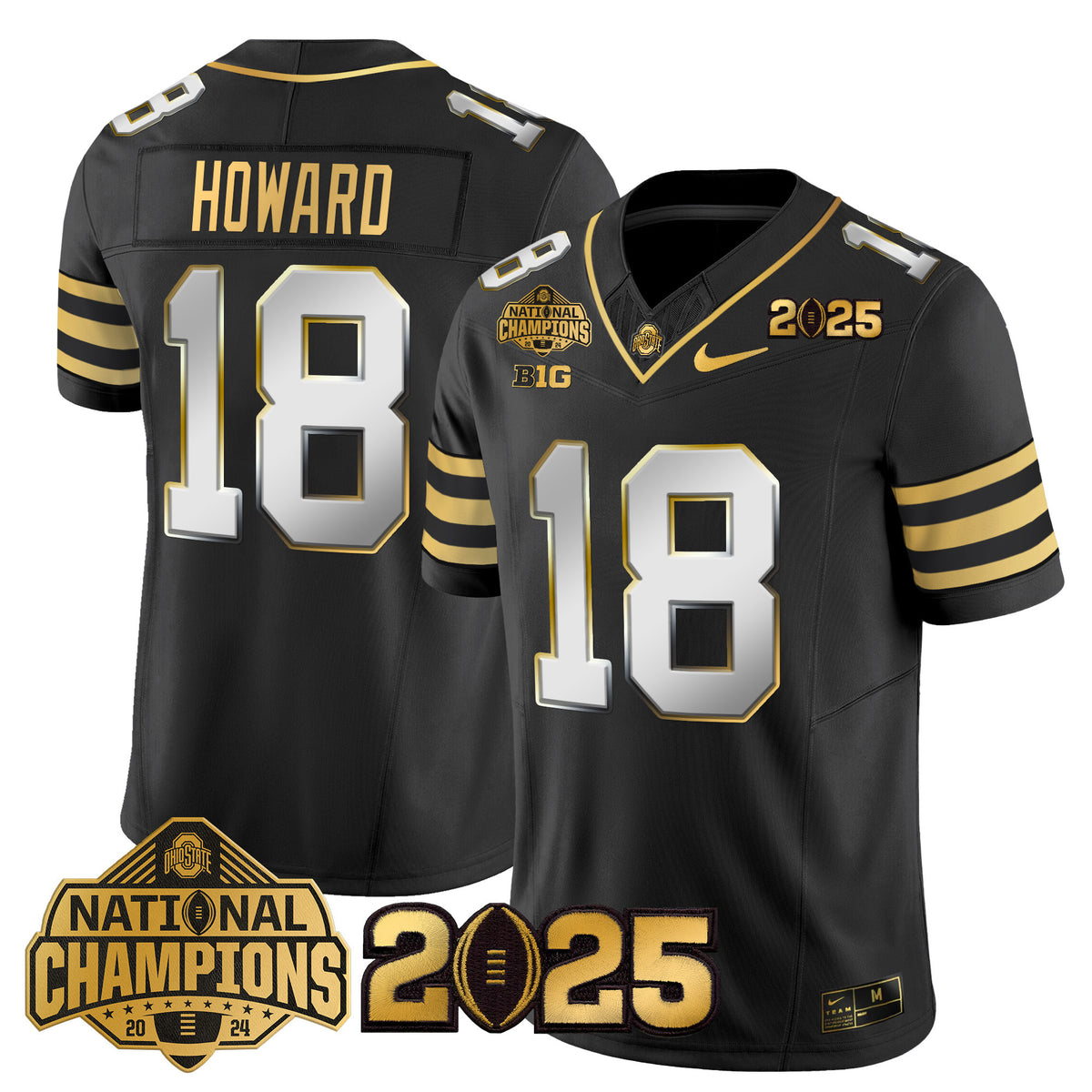 Ohio State Buckeyes 'Heritage Stripe' National Champions Patch Gold Vapor Limited Jersey - Stitched
