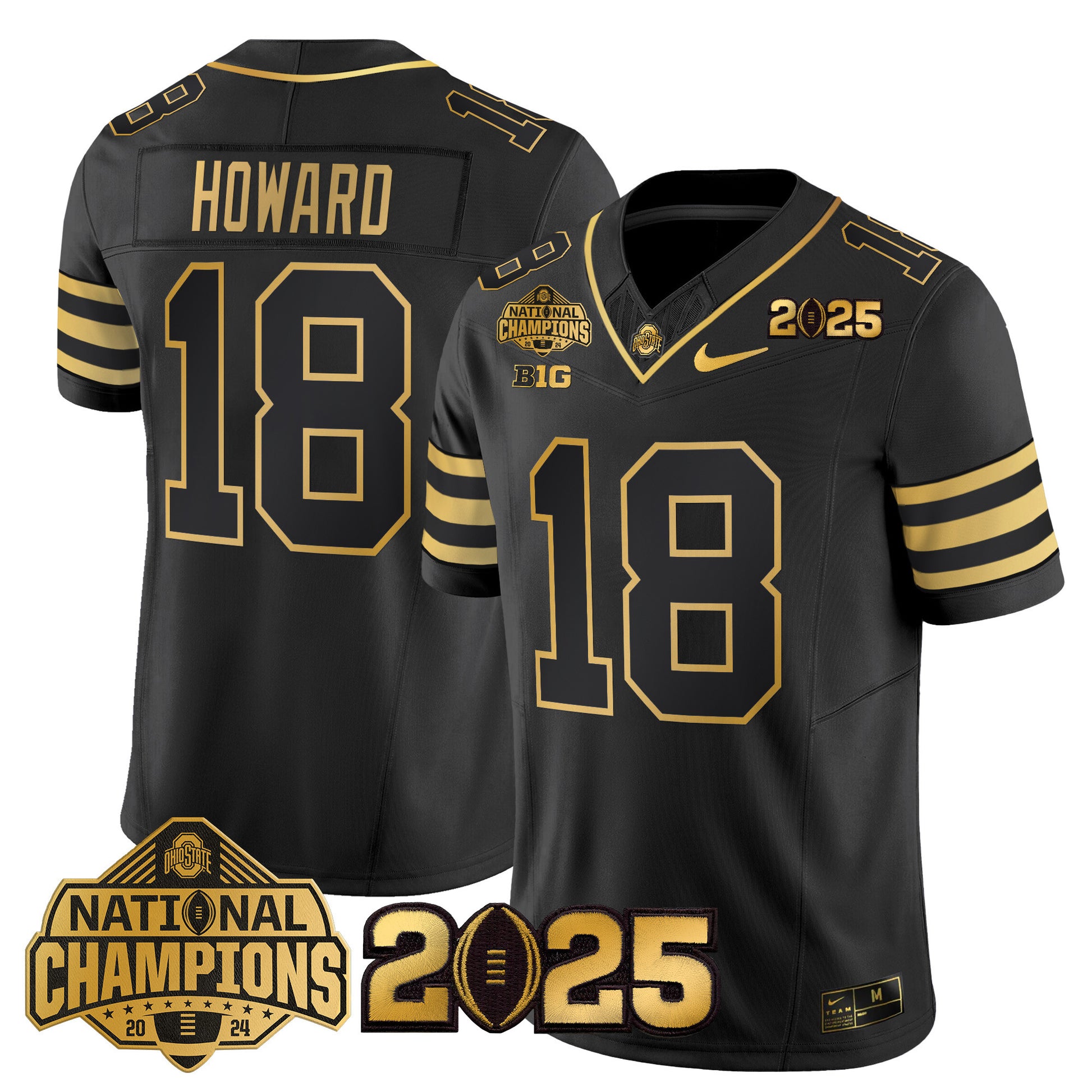 Ohio State Buckeyes 'Heritage Stripe' National Champions Patch Gold Vapor Limited Jersey - Stitched