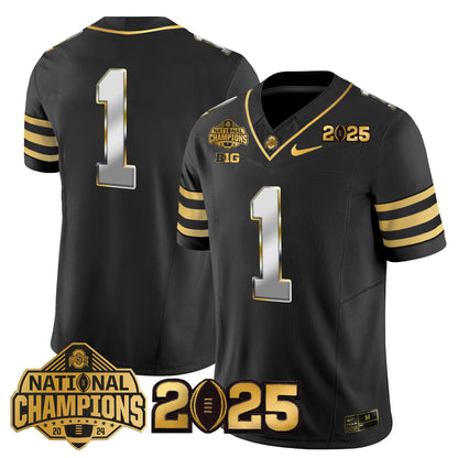 Ohio State Buckeyes 'Heritage Stripe' National Champions Patch Gold Vapor Limited Jersey - Stitched