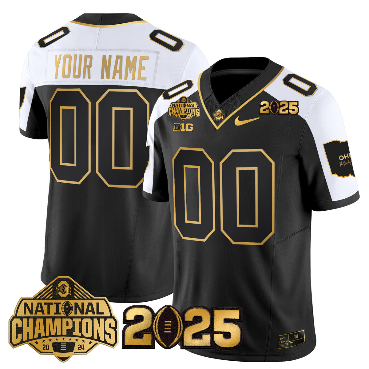 Ohio State Buckeyes 'Heritage Stripe' National Champions Patch Gold Vapor Limited Custom Jersey - Stitched