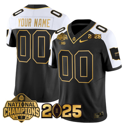 Ohio State Buckeyes 'Heritage Stripe' National Champions Patch Gold Vapor Limited Custom Jersey - Stitched