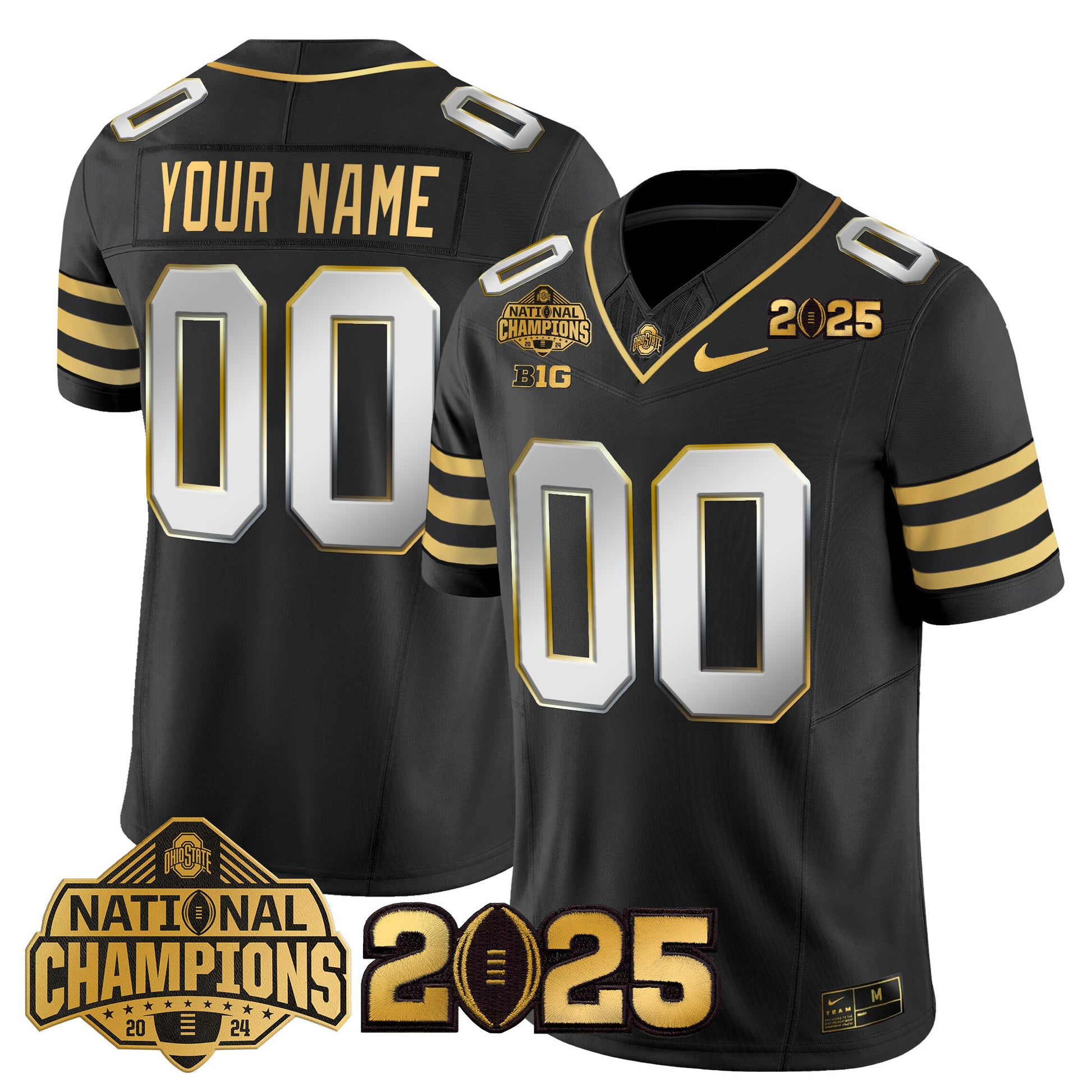 Ohio State Buckeyes 'Heritage Stripe' National Champions Patch Gold Vapor Limited Custom Jersey - Stitched