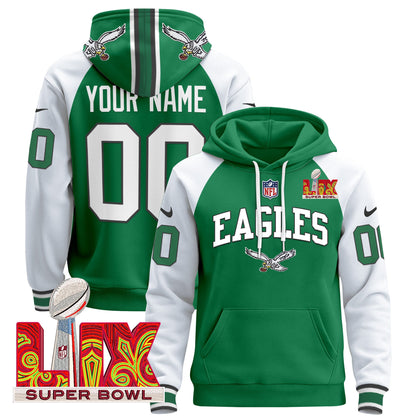 Philadelphia Eagles Super Bowl LIX Patch Custom Pullover Hoodie - All Stitched