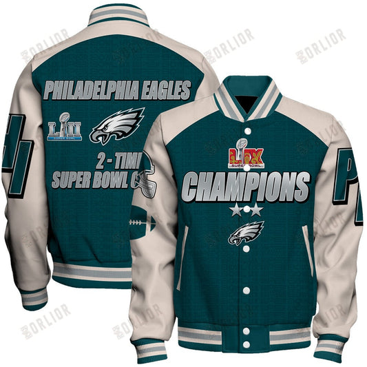 Philadelphia Eagles 2- Time Super Bowl Champions Varsity Jacket