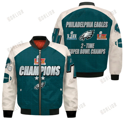 Philadelphia Eagles 2- Time Super Bowl Champions Bomber Jacket