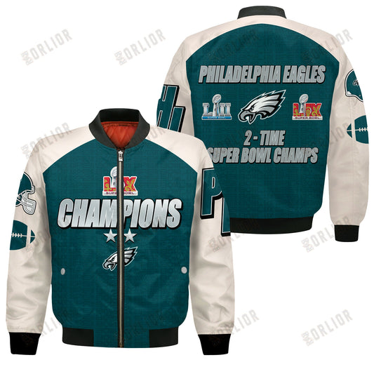 Philadelphia Eagles 2- Time Super Bowl Champions Bomber Jacket