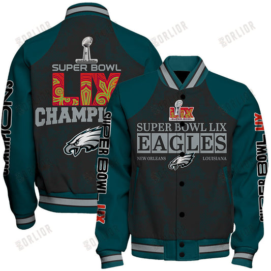 Philadelphia Eagles Super Bowl LIX Champions Victory Worn Proudly Varsity Jacket
