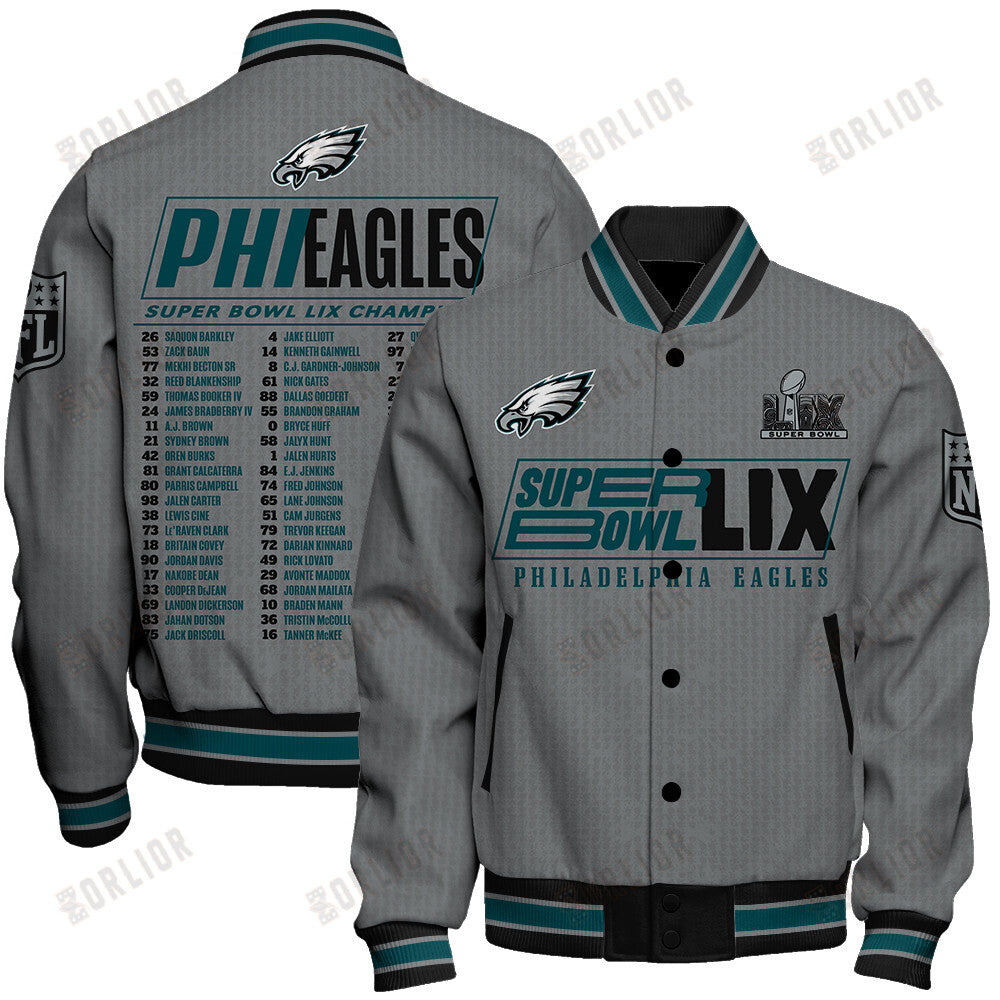 Philadelphia Eagles Super Bowl LIX Roster Varsity Jacket