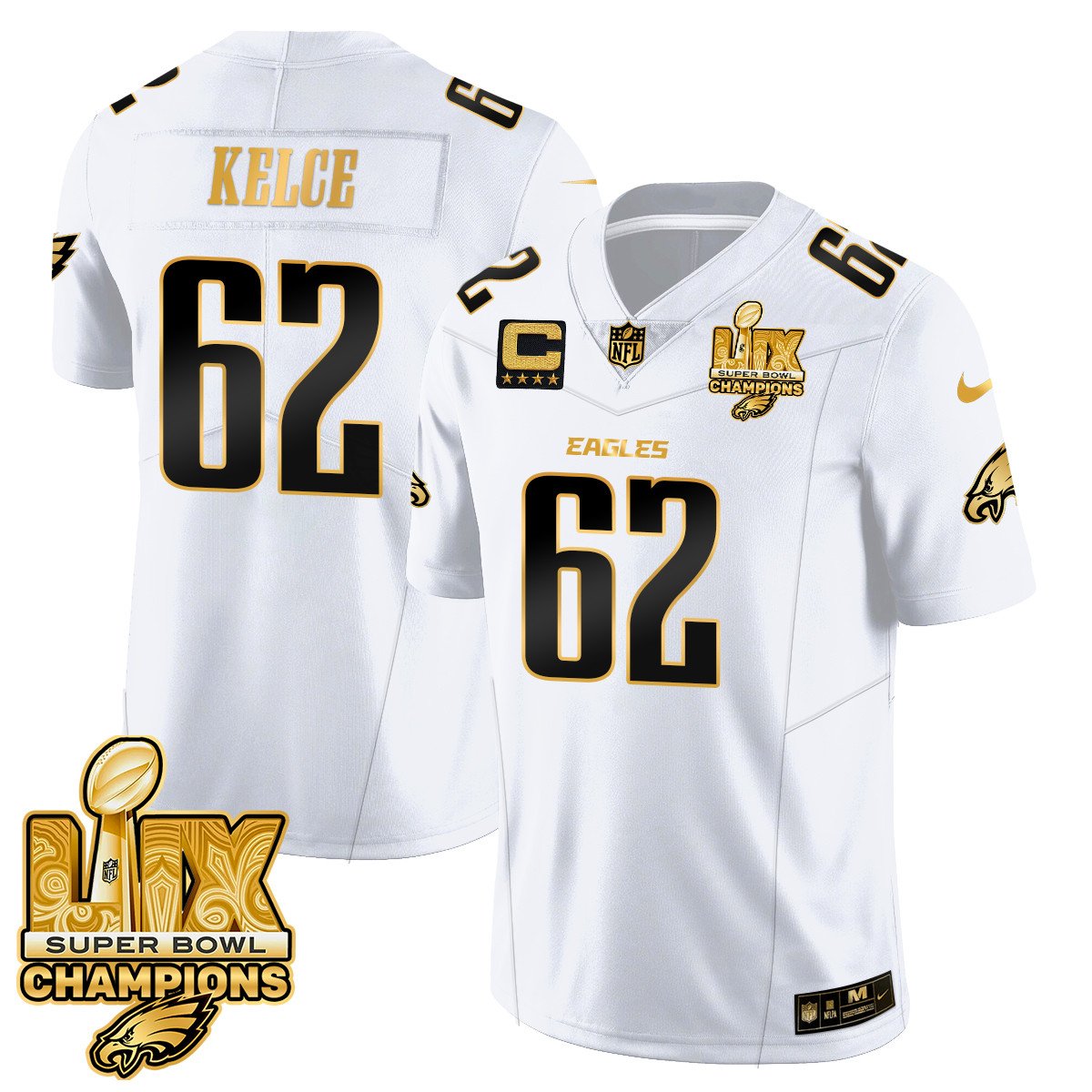 Men's Philadelphia Eagles Super Bowl LIX Champions Gold Vapor Limited Jersey - All Stitched