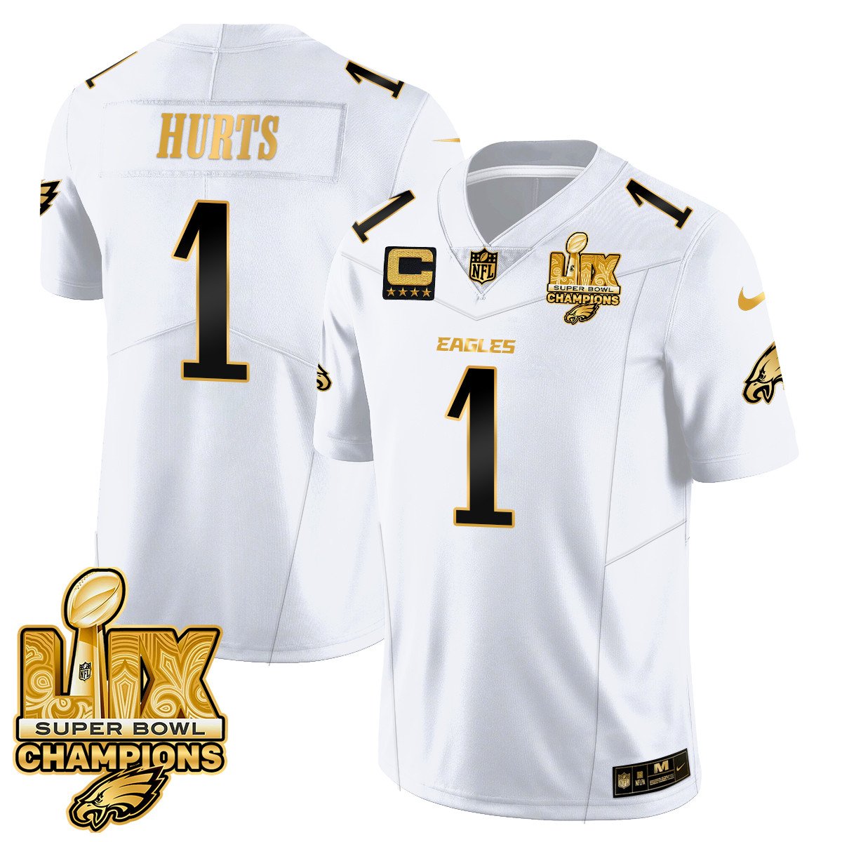 Men's Philadelphia Eagles Super Bowl LIX Champions Gold Vapor Limited Jersey - All Stitched