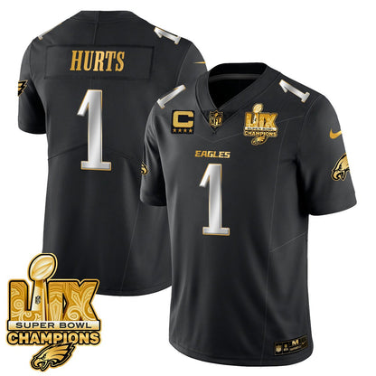 Men's Philadelphia Eagles Super Bowl LIX Champions Gold Trim Vapor Limited Jersey - All Stitched