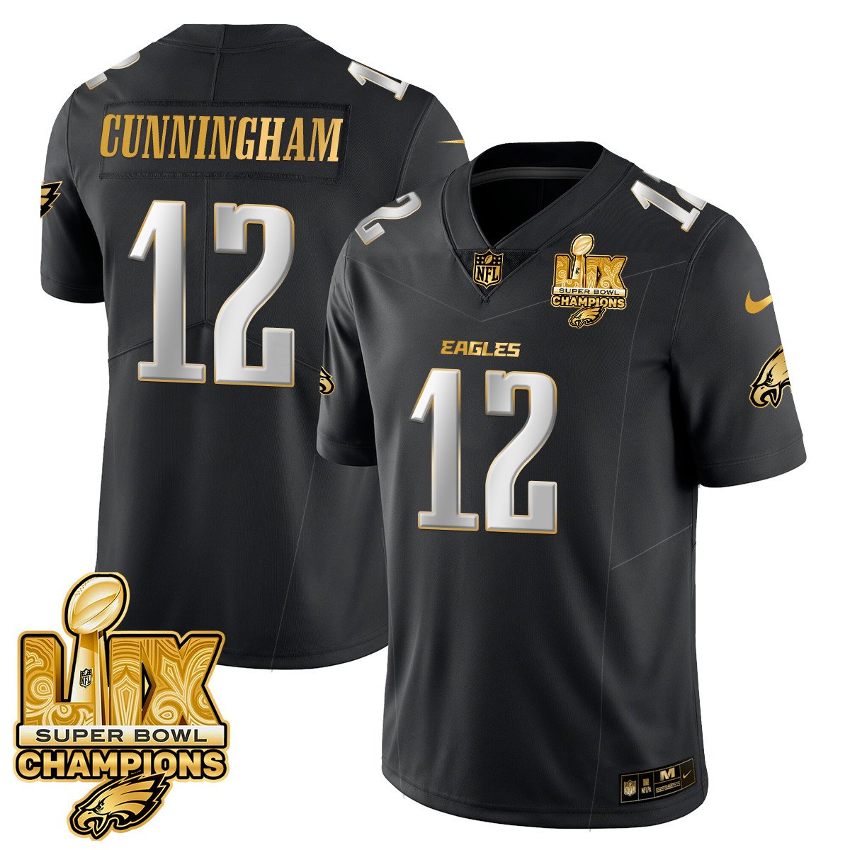 Men's Philadelphia Eagles Super Bowl LIX Champions Gold Vapor Limited Jersey - All Stitched